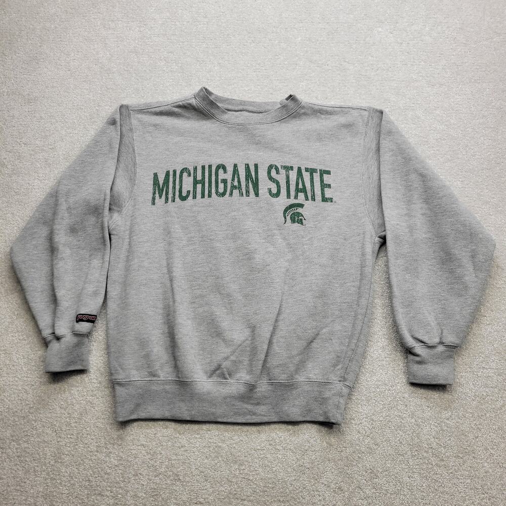 Jansport Michigan State Spartans Crewneck Sweatshirt Gray Small Oversized - Picture 1 of 6